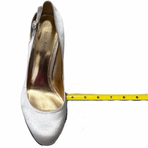 Enzo Angiolini Shoes Womens 8.5M Silver Satin Pump Buckle Bridal Gala Cocktail - Picture 12 of 16